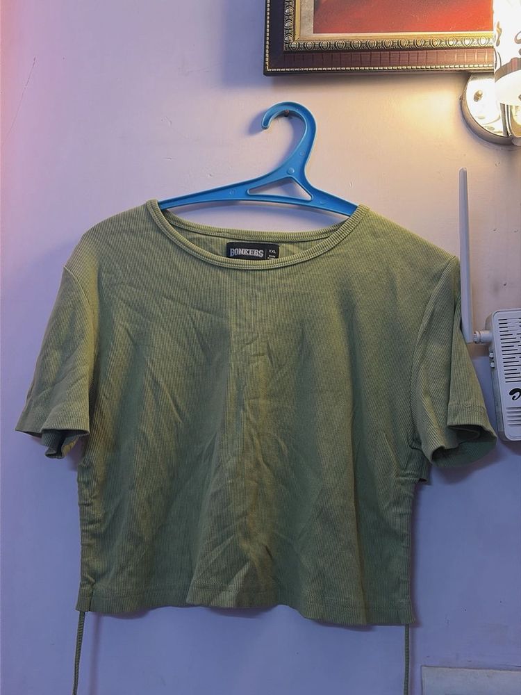 Olive Green Cropped T-Shirt