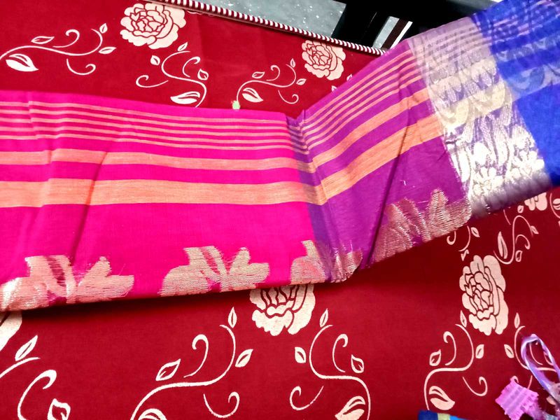 Elegant Pink &amp; Purple Saree