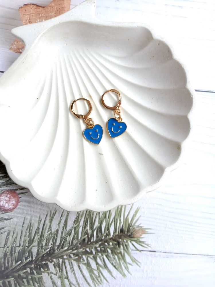 Blue Heart Earrings