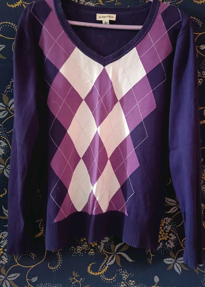 Argyle V-Neck Sweater