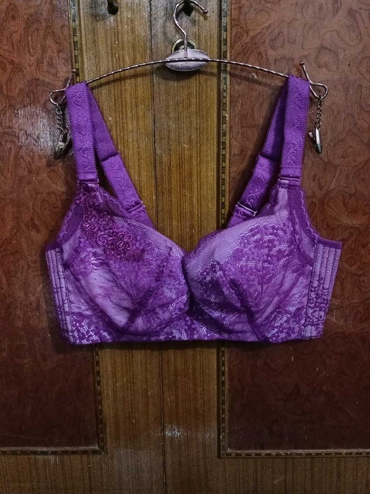 Purple Light Padded Lace Bra Size 34c 3