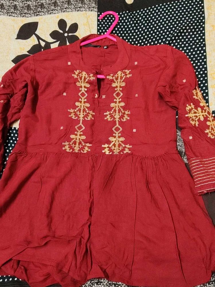 Maroon peplum top/short kurti