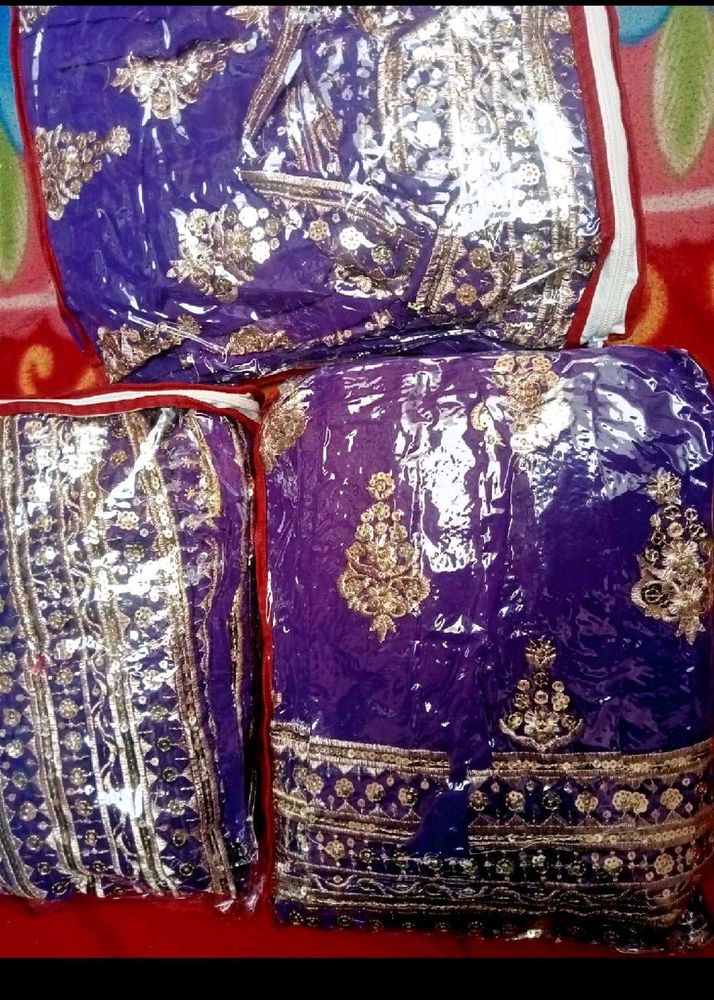 Elegant Purple &amp; Gold Indian Outfit