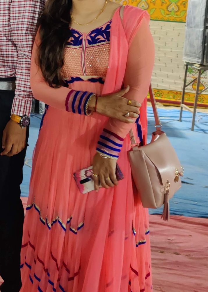 Peach/Coral Anarkali Suit