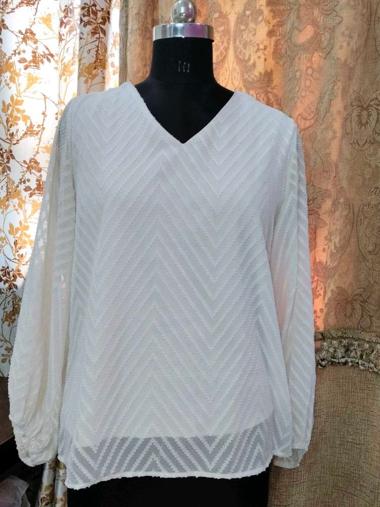 Elegant White Chevron Blouse