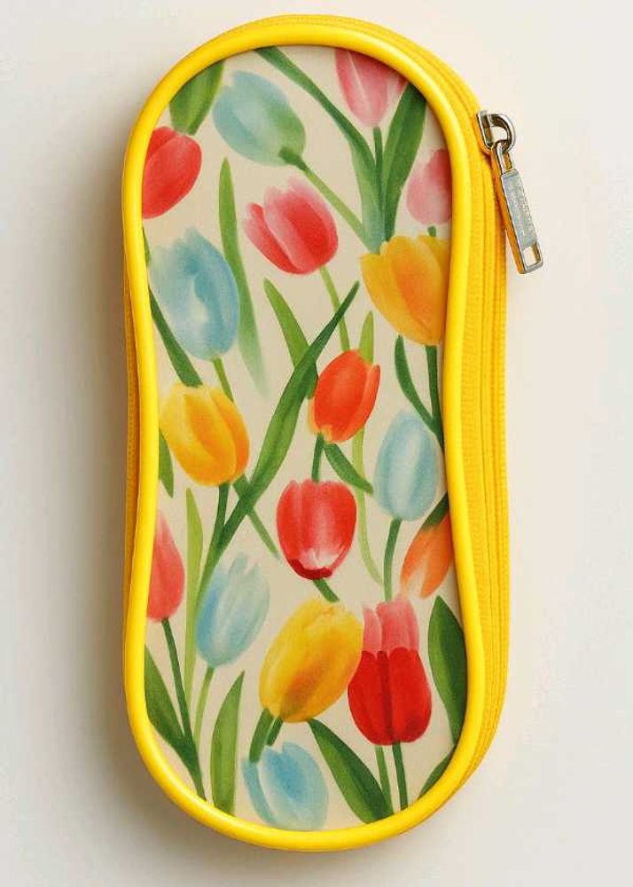 Floral Tulip Pouch Two Compartments