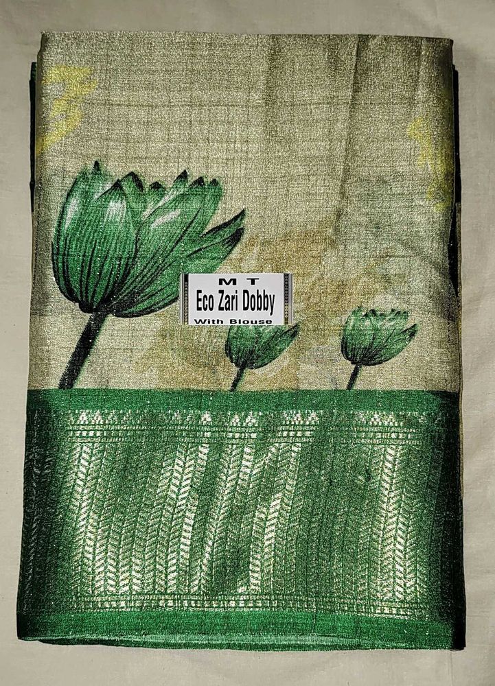 Eco Zari Dobby Saree with Lotus Design