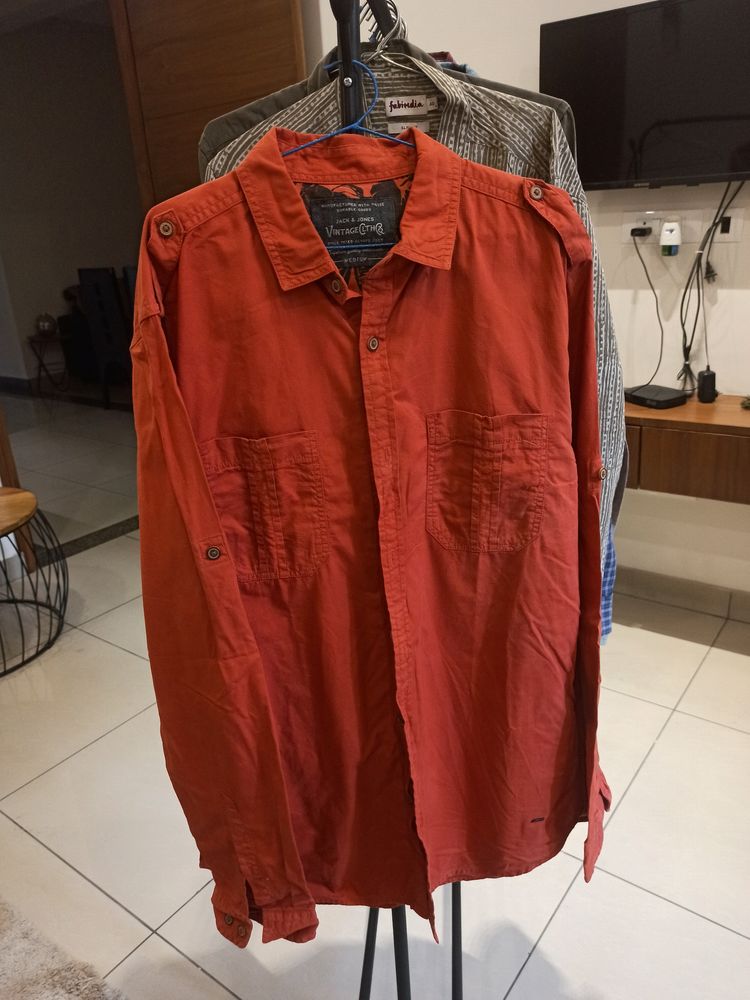 Orange Colour Full Sleve Shirt