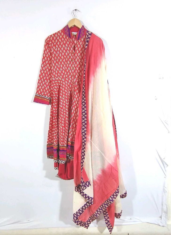 Red Printed Kurta Set (Women&#39;s)
