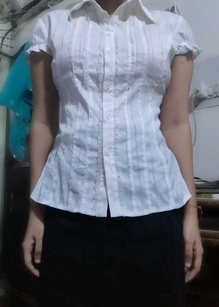 Serene Mist White Blouse