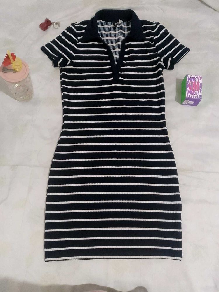 Blue Stripped Bodycon Dress