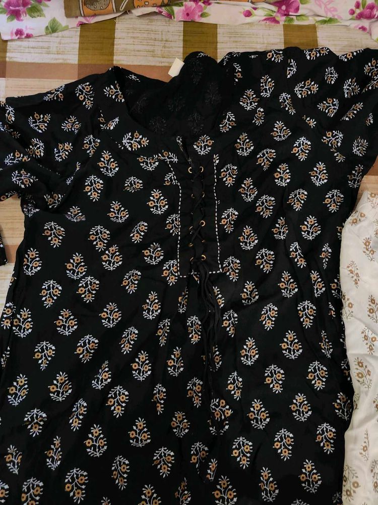 Black And White Kurta Set