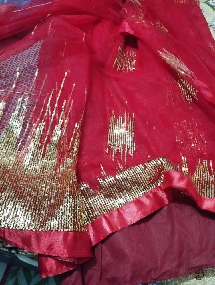 Red &amp; Gold Embellished Fabric