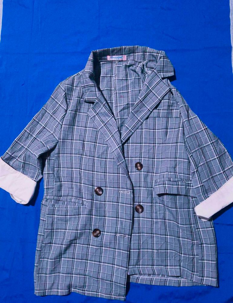Plaid Short Sleeve Blazer