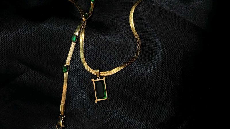 Emerald Accent 18k Gold Plated Combo