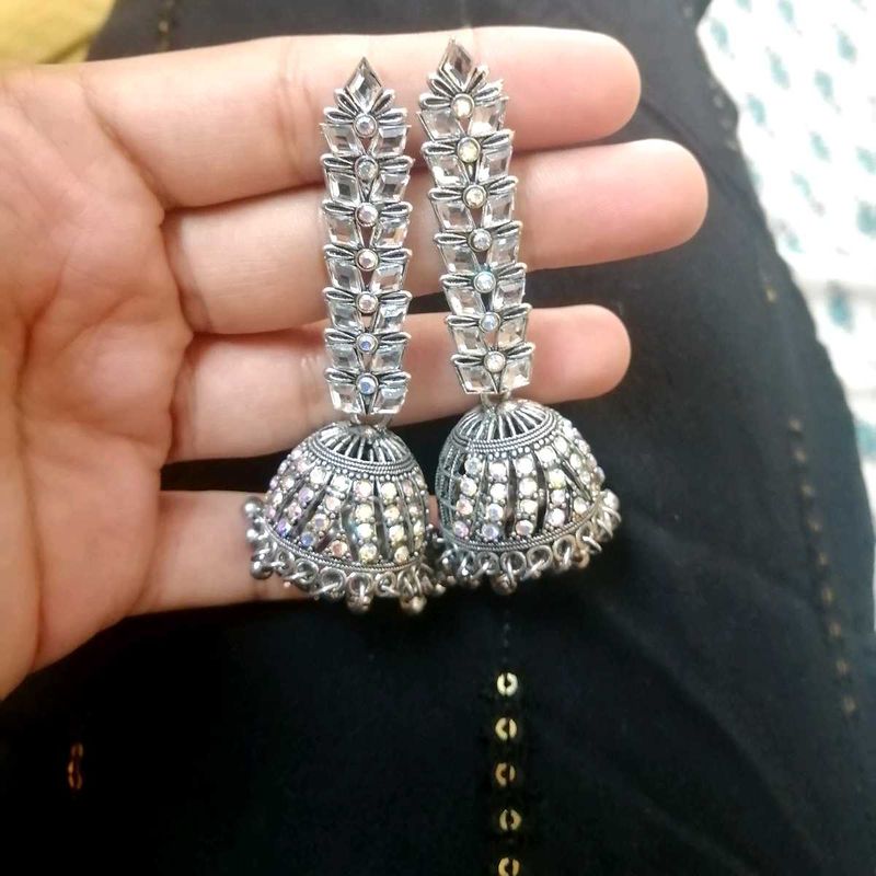 Silver Jhumka Earrings