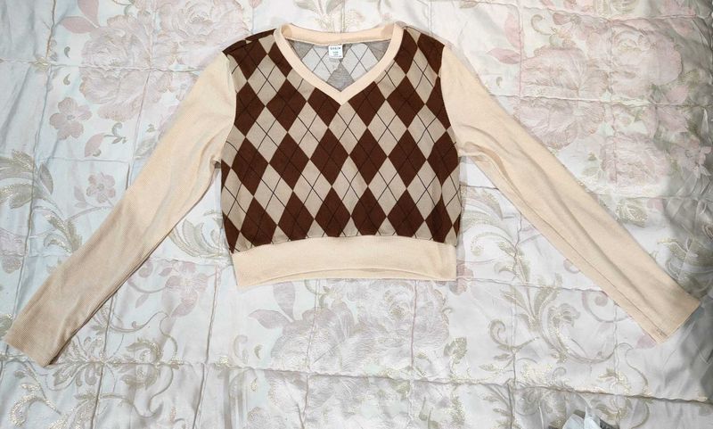 Argyle Knit Top