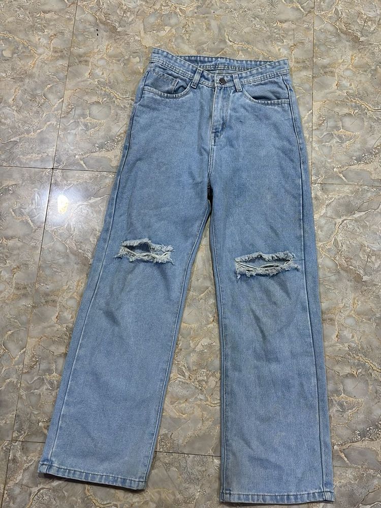 Ripped Wide Leg Jeans