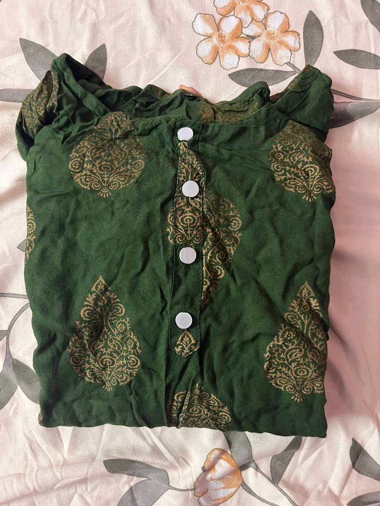 Green Printed Kurta