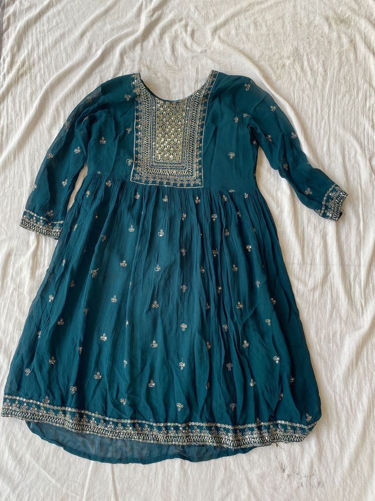 Teal Embellished Pakistani Dress Xl Size