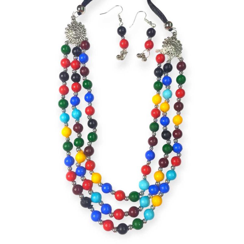 Colorful Beaded Necklace &amp; Earring Set