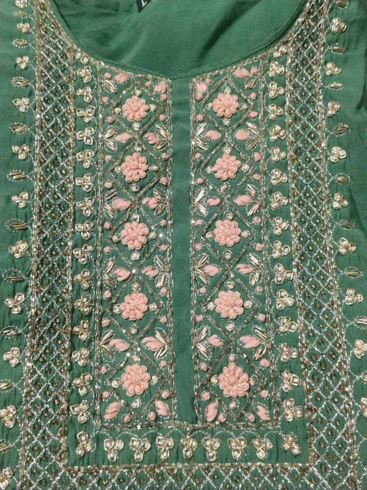 Green Embroidered Kurta