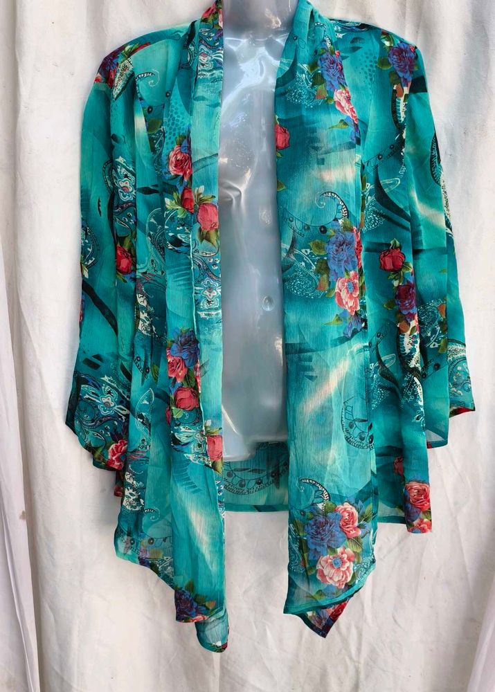 1981. Floral Print Sheer Cardigan