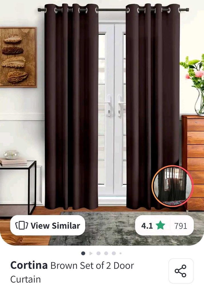 Brown Door Curtains (Set of 2)