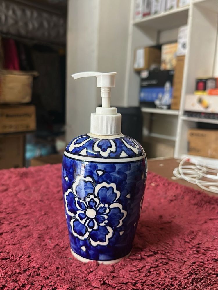 Blue Floral Soap Dispenser