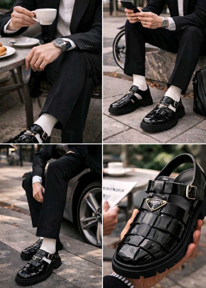 Prada Black Cage Sandals