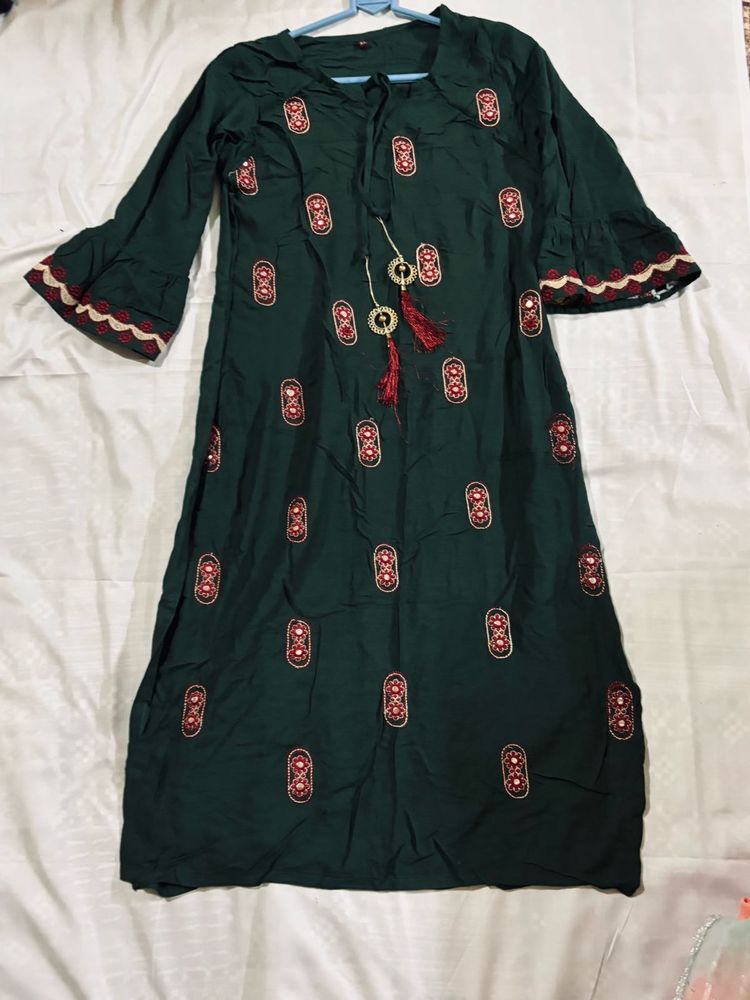 Green Kurti And Garara Set