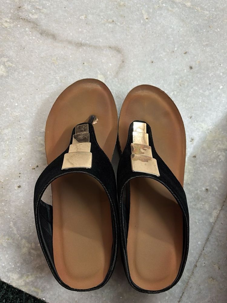 Black &amp; Gold Wedge Heels