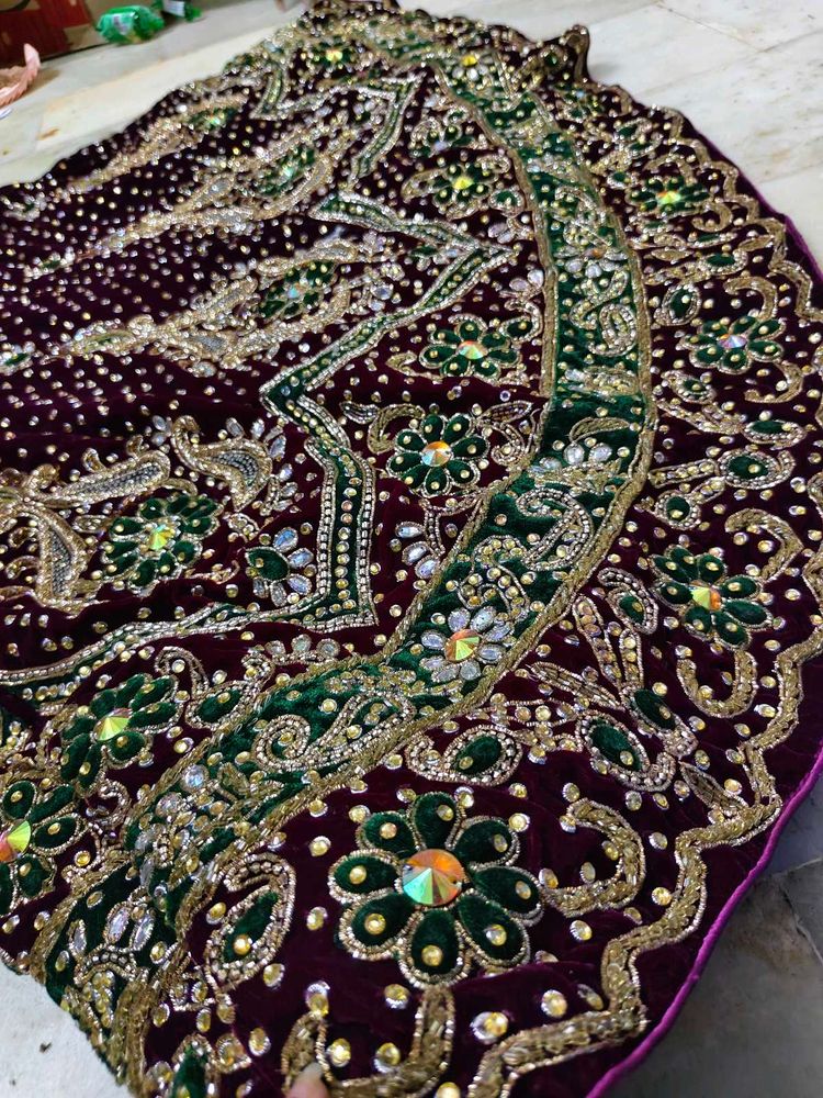 Bridal Lehenga Velvet Full Work Only Blouse Not Av