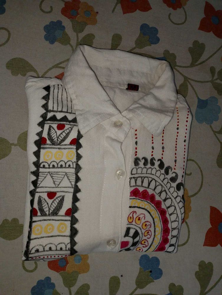 Hand-Painted White Shirt