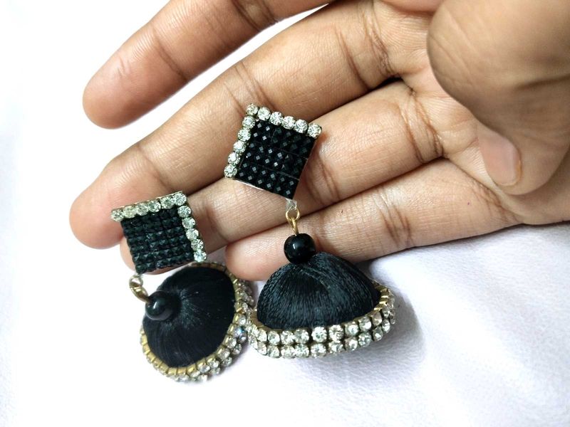 Black Jhumka Earrings