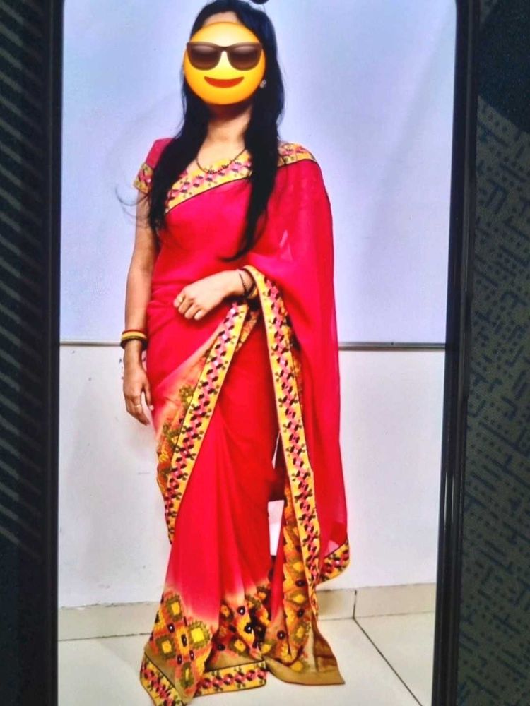 Embroidered Saree Party Wear Heavy Borders