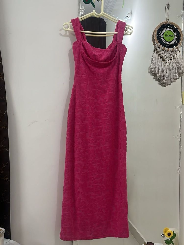 Pink Bodycon Midi Dress