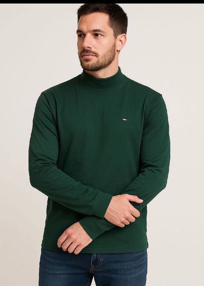 Turtle Neck Long Sleeves Tshirt Green
