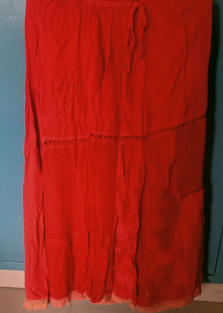 Ankle Length Skirt (Orange Colour)