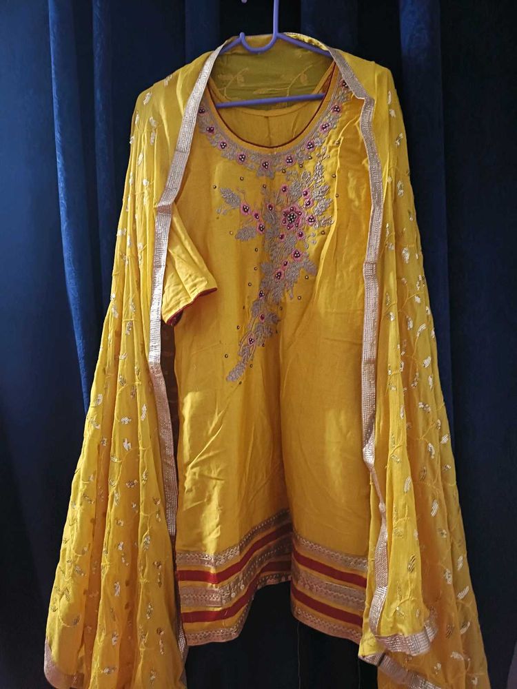 Yellow Embroidered Kurta Set
