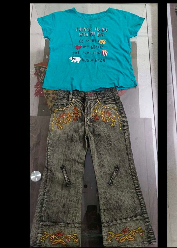 T Shirt And Jeans Combo For Girls