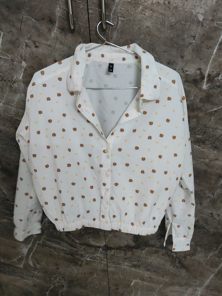 White Crop Shirt
