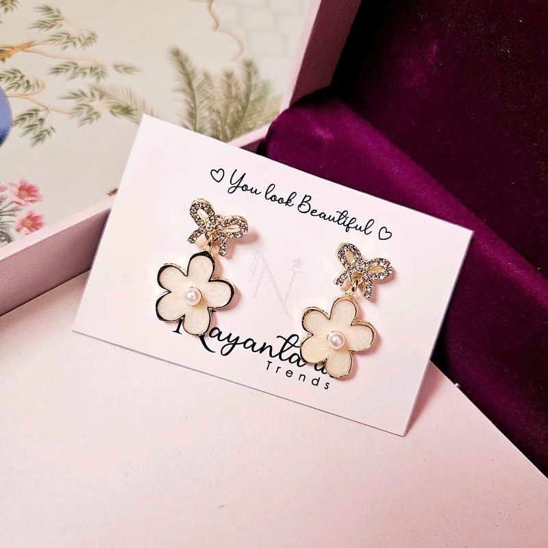 Pretty Floral Bow Earrings Fixed Price