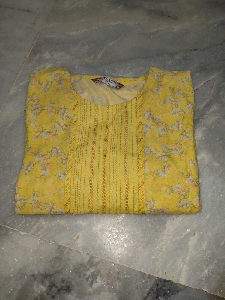 Yellow Floral Print Kurti