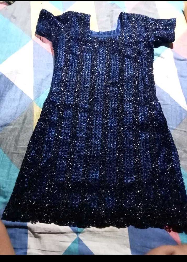Blue Embellished Kurta . Looks Like Party Wear