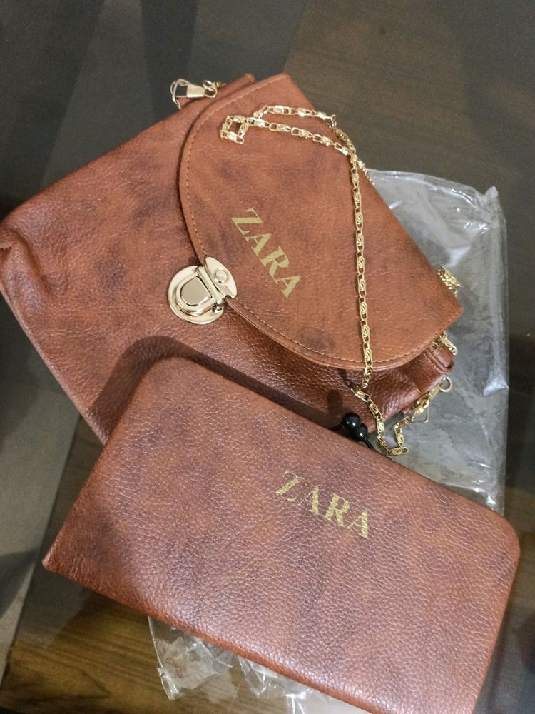 Combo Of Zara Sling Bag And Clutch