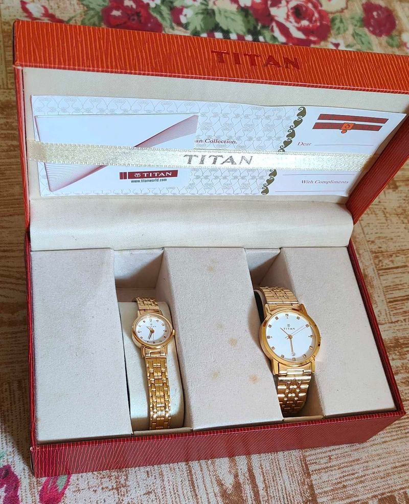 Titan Gold Watches for Men &amp; Women- Set of 2