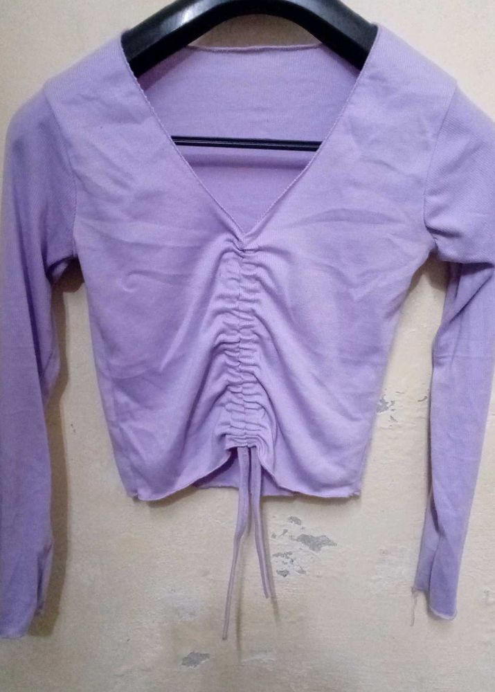 Purple Long Sleeve Crop Top
