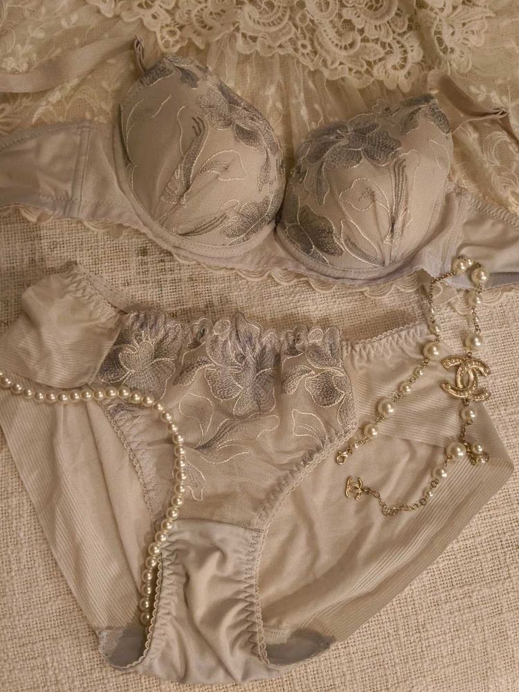 Korean Coquette Blue Lace Bra And Underwear Set