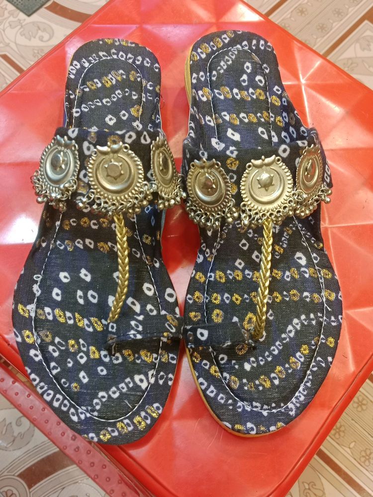 Nevy Blue Jhumka Chappal